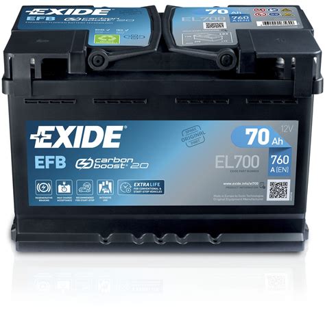 Batterie Plomb Carbone EFB Exide Technolgies De Bloc 12 V