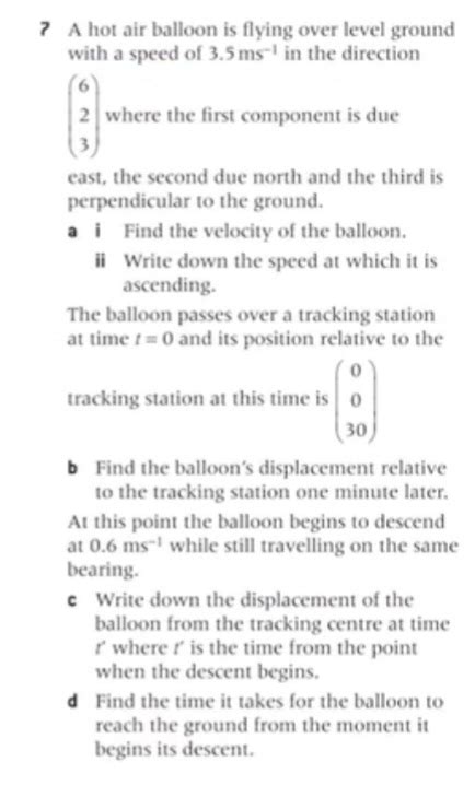Solved A Hot Air Balloon Is Flying Over Level Ground With Chegg