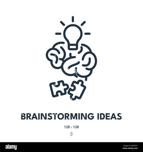 Brainstorming Ideas Icon Solution Creativity Brain Editable Stroke