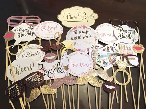 Photo Booth Diy Props Glitter Foil Bridal Shower Silhouette Cameo