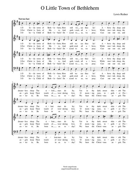 O Little Town of Bethlehem Sheet music for Soprano, Tenor, Alto, Bass ...