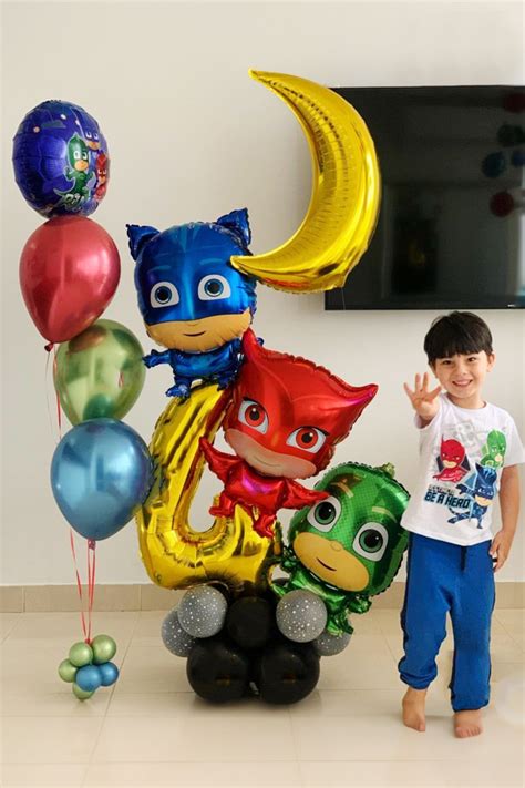 PARTİAVM 3lü Pijamaskeliler Balon Seti Pjmasks Kedi Çocuk Baykuş Kız