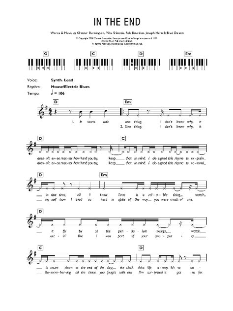 Linkin Park In The End Sheet Music And Chords For Really Easy Piano Download Pdf Score 3