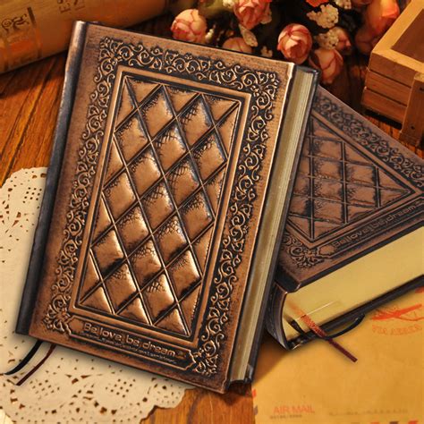 Large Thicken Diary Notebook Leather Vintage Embossed Cover Notepad