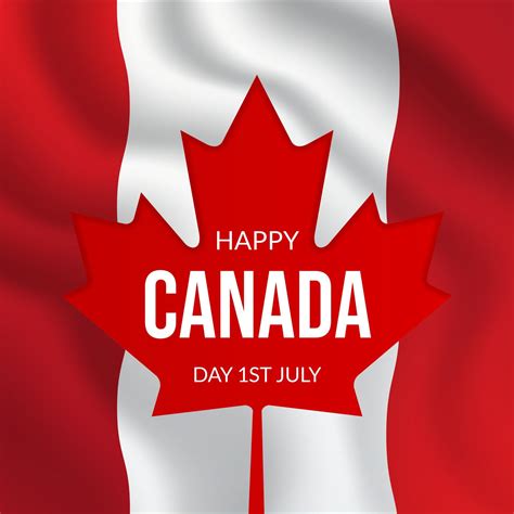 Happy Canada Day July 1st Illustration On Canada Flag Background