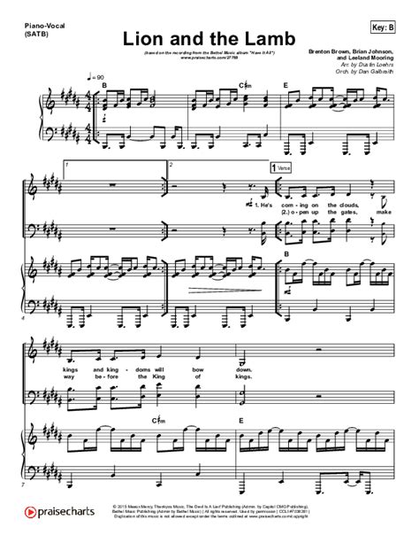 Lion And The Lamb Sheet Music Pdf Bethel Music Leeland Praisecharts