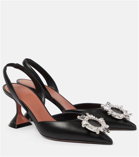 Begum Leather Slingback Pumps In Black Amina Muaddi Mytheresa