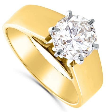 Certified 2ct Round Diamond Solitaire Engagement Ring 14k Yellow Gold Lab Grown