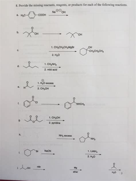 Solved Provide The Missing Reactants Reagents Or Products