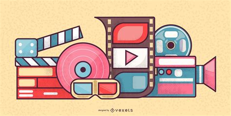 Cinema Elements Concept Design Vector Download
