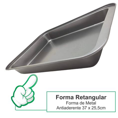 Forma Assadeira Metal Antiaderente Retangular Pizza Bolo Empad O Carnes