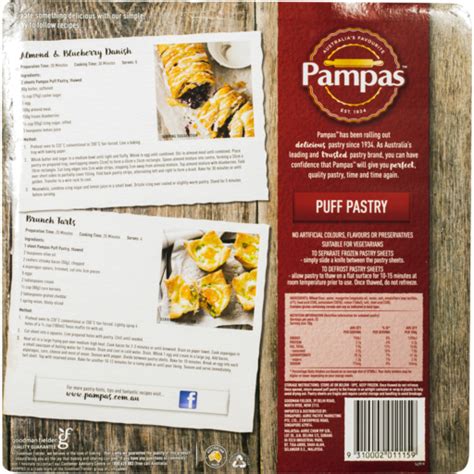 Pampas Frozen Puff Pastry 10 Sheets 1 6kg Shop Online At Foodland In Minlaton South Australia