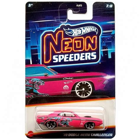 Masinuta Metalica Hot Wheels Neon Speeders 70 Dodge Hemi Challenger TimodorToys Ro