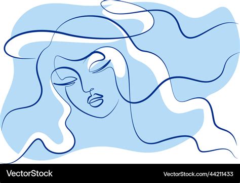 Abstract Minimal Woman Face Continuous One Line Vector Image