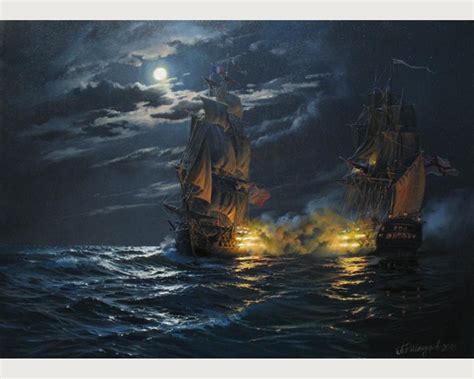 Night Seascape Painting By Alexander Shenderov Sailing Ship Etsy