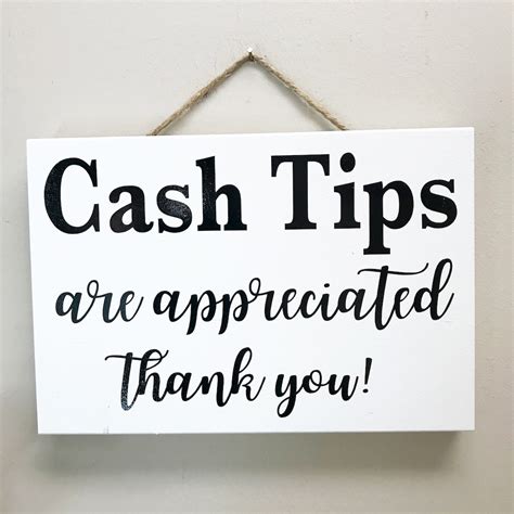 Cash Tips Are Appreciated Sign Thank You Restaurant Salon Signage Etsy