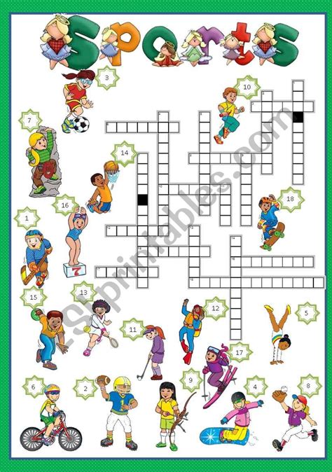 Sports Crossword Esl Worksheet By Princesss