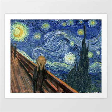 The Scream Starry Night Edvard Munch Vincent Van Gogh Art Print by ...