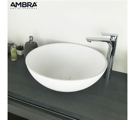 Vasque Poser Ronde Cm En Composite Blanc Bol A Lavabo Vasque