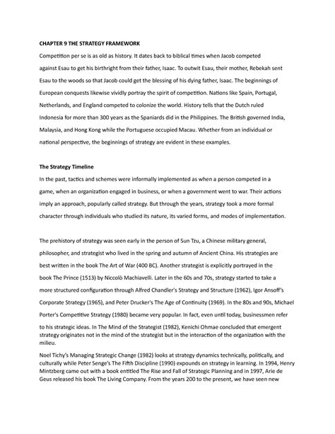 Chapter 9 The Strategy Framework Chapter 9 The Strategy Framework