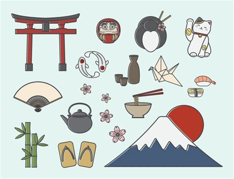 Japanese Symbols Set Transparent Royalty Free Vector Image