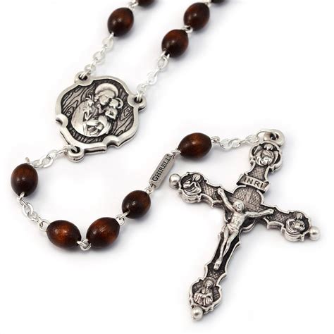 Saint Francis Of Assisi Rosary Black Wood And Silver Celebrate Faith