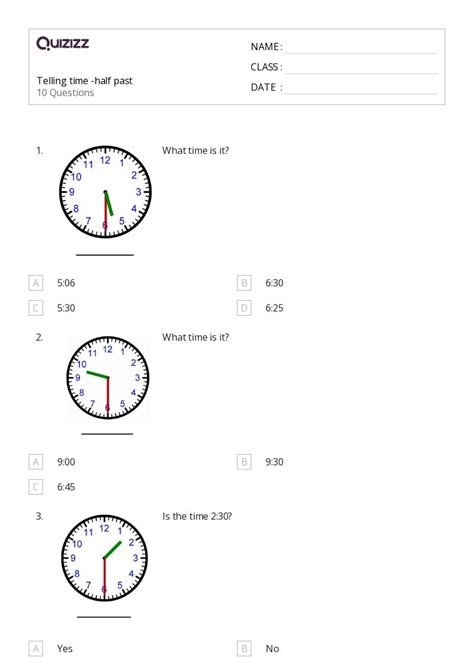 50 Time To The Quarter Hour Worksheets For 1st Class On Quizizz Free