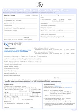 Fillable Online IoD Programme Enrolment Faxback Booking Form Fax Email