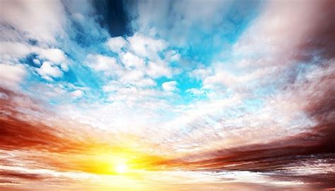 Sunrise Summer Sky Panorama Art Air Clouds Background Sunrise Summer