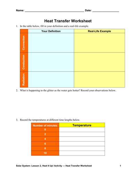 Types Of Heat Transfer Worksheet