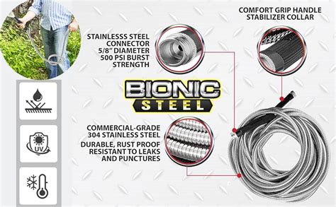 Bionic Steel 25 Foot Garden Hose 304 Stainless Steel Metal