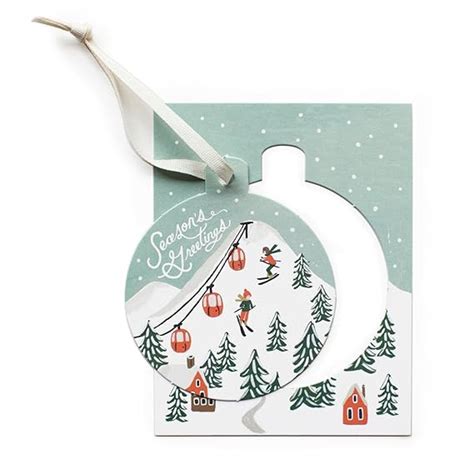 Rifle Paper Co Boxed Set Of Holiday Snow Scene Ornament Cards Amazon