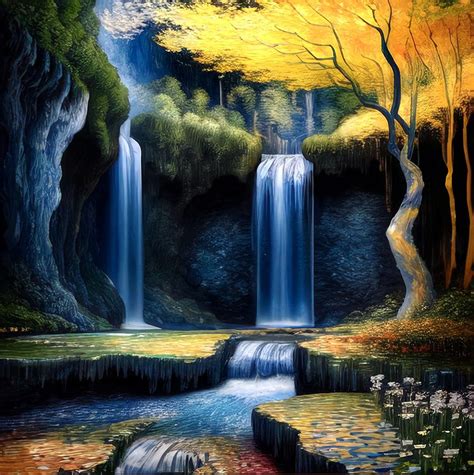 Waterfalls Dream Digital Art By Louise Lavallee Fine Art America