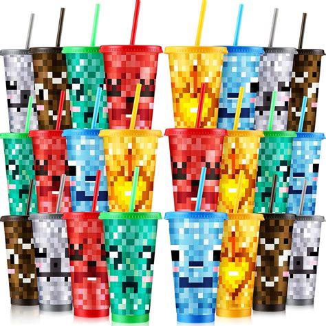 Amazon Mifoci 24 Pack Pixel Miner Party Favors 24oz Plastic