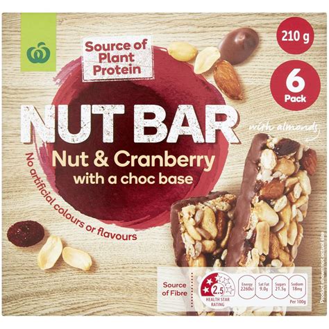 Woolworths Choc Almond Cranberry Nut Bars 210g Woolworths