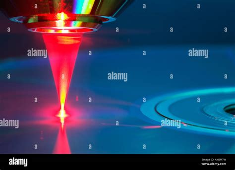 Red Laser Reading Writing A DVD Stock Photo Alamy