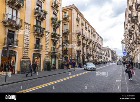 Via Etnea One Of The Major Streets In Catania City On The East Side Of