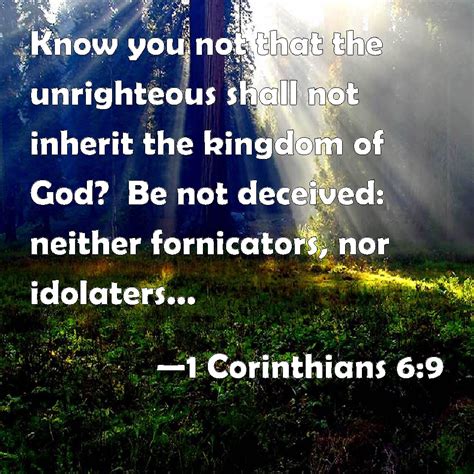 1 Corinthians 6 9 Know You Not That The Unrighteous Shall Not Inherit