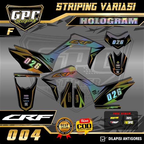 Jual STICKER STRIPING LIST VARIASI HOLOGRAM CRF 150L DESAIN MINIMALIS