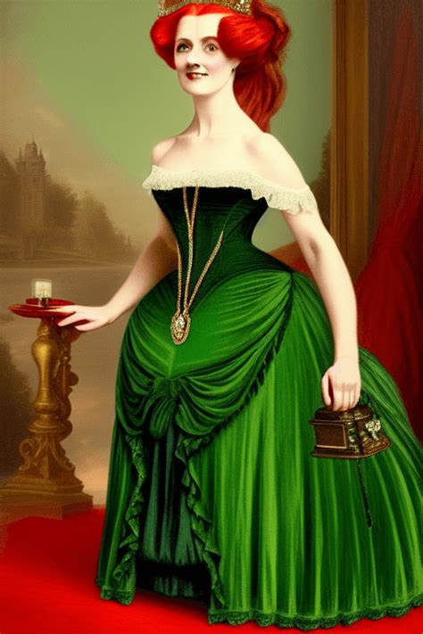 Beautiful Victorian Lady With Red Hair And Green Gown Creative Fabrica