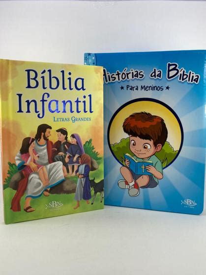 Kit 1 Bíblia infantil letras grandes e 1 Bíblia para meninos Bíblia