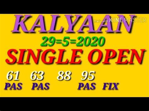 Kalyan Open Today Kalyan Matka Satta Matka Kalyan Single