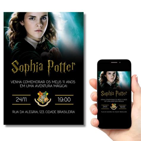 Convite Digital Harry Potter Hermione Elo Produtos Especiais