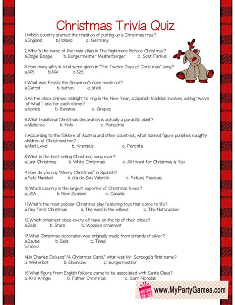 Free Printable Christmas Trivia Quiz