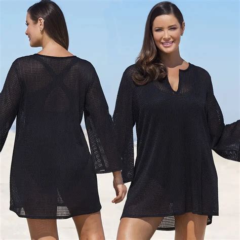 New Sexy Women Summer Swimwear Beachwear Bikini Beach Wear Cover Up Kaftan Mesh Ladies V Neck