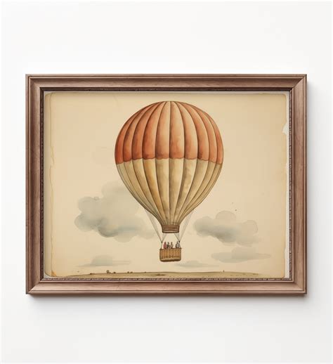 Hot Air Balloon Art Print Nursery Print Neutral Nursery Decor Explore Nursery Art Vintage Hot