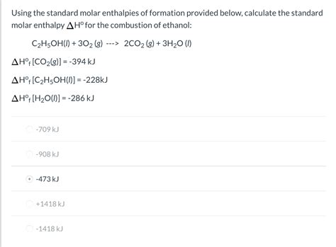 Answered Using The Standard Molar Enthalpies Of Formation Provided