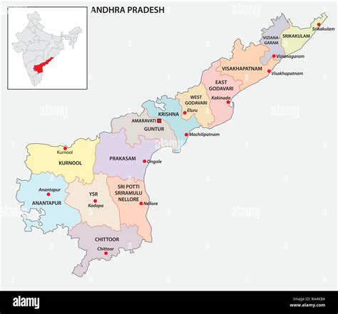 Mapa Pol Tico Y Administrativo Del Estado Indio De Andhra Pradesh