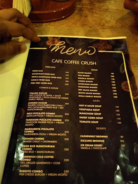 Menu At Cafe Coffee Crush Raipur