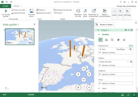 Excel 2016 Cartes 3D Médiaforma